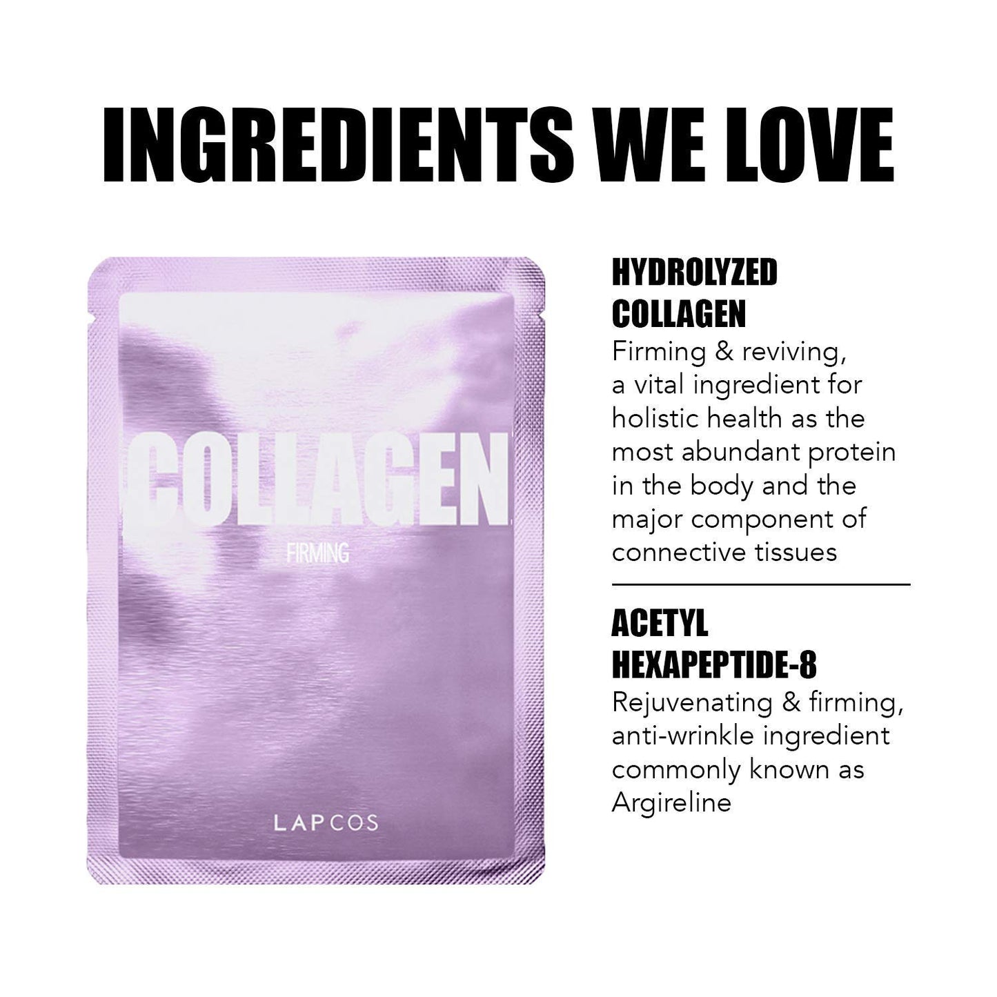 LAPCOS K Beauty Hyaluronic Acid and Collagen Sheet Mask Set, (10-Pack) Daily Sheet Masks with Hyaluronic Acid and Collagen, Anti-Aging Duo to Treat and Renew Skin, Korean Beauty Favorites
