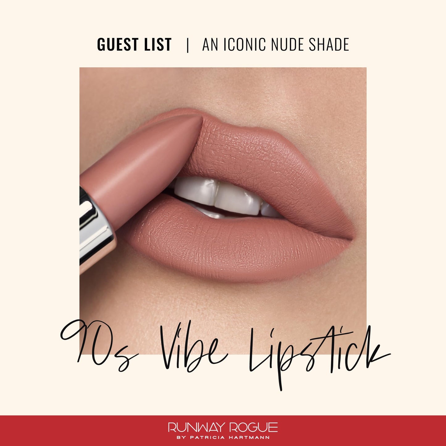 Runway Rogue 90s Vibe Lipstick, Moisturizing Matte Nude Lipstick, ‘Guest List’