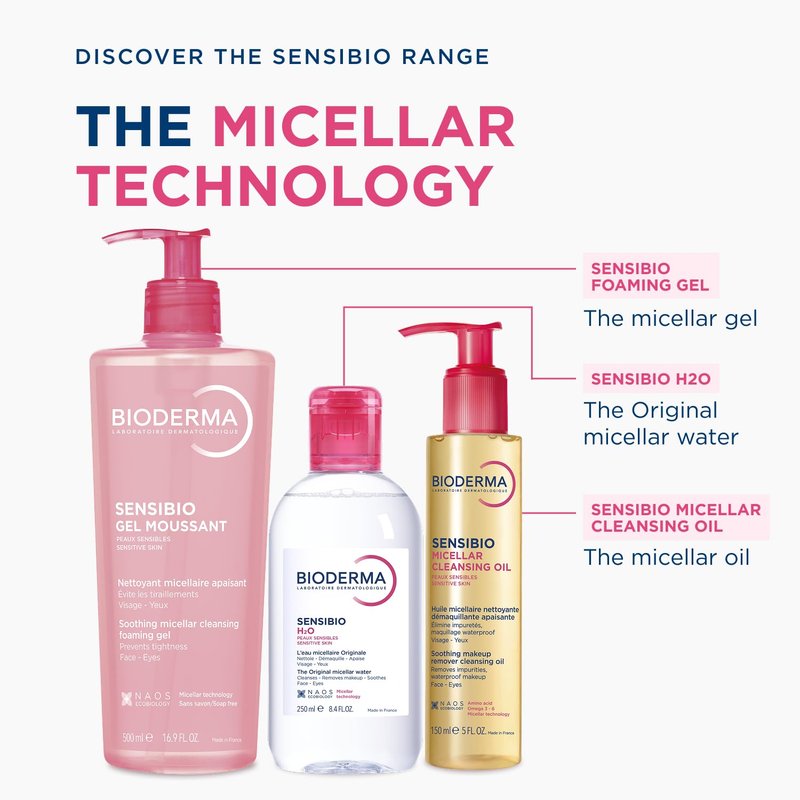 Bioderma Sensibio Foaming Gel Gentle Face Cleanser, Cleansing and Makeup Removing Refreshing Feeling for Sensitive Skin, Unscented, 16.9 Fl Oz