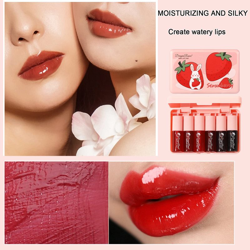 Minfei 2Pcs Bee Color Changing Lip stick, Honey & Strawberry Lipstick Moisturizing Lipstick Hydrating & Prevention Non-Sticky Formula, Long Lasting Moisturizing Lip Gloss (Strawberry, 0.03 oz)