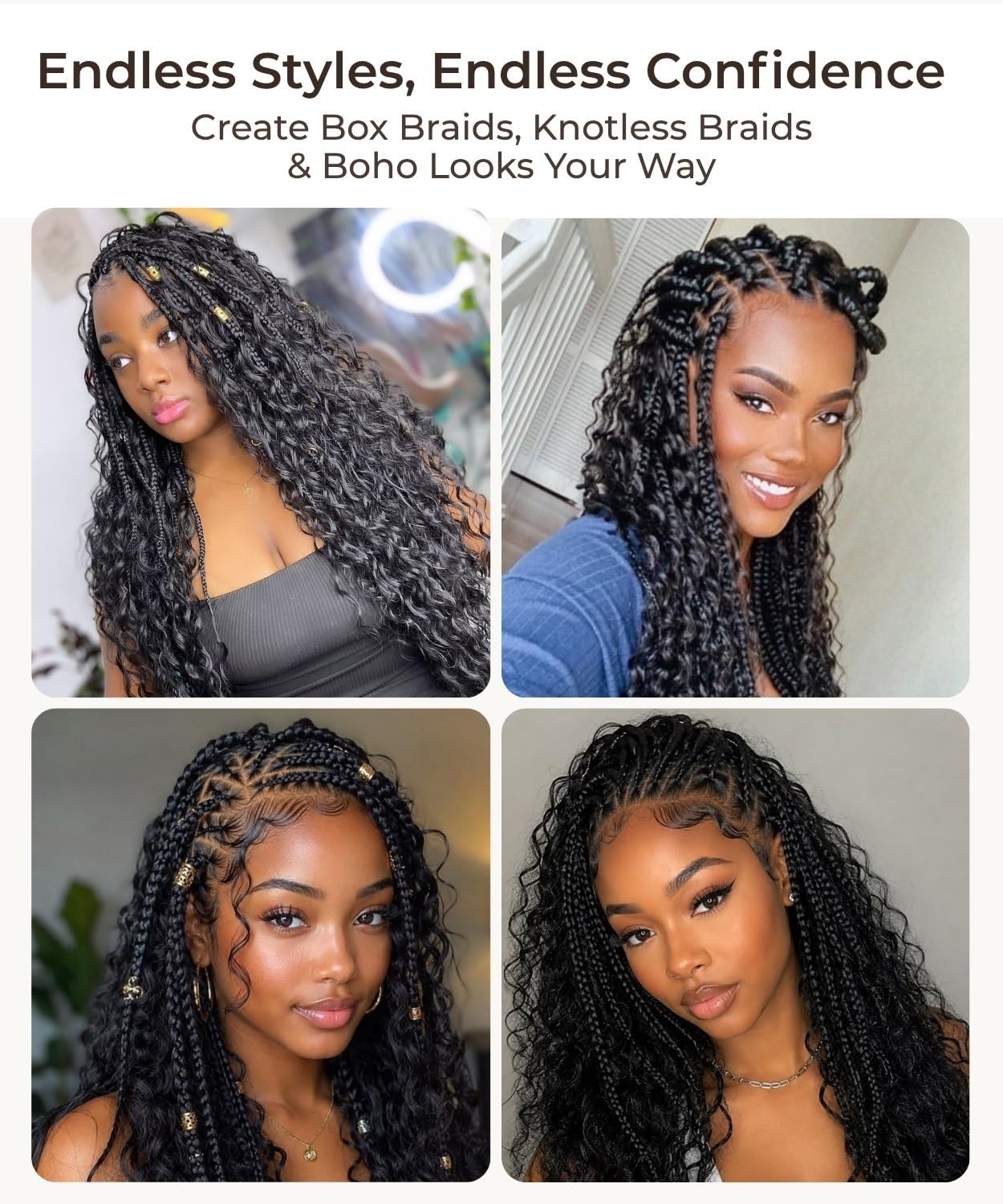 Boho Hair for Braiding,12A Human Braiding Hair for Boho Braids 18 Inch 100g