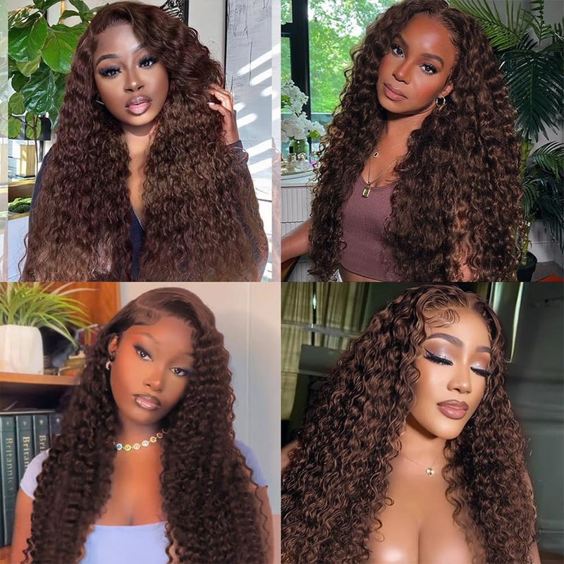 Chocolate Brown Curly Wave Human Hair Bundles - 14/16/18 Inch, 50G Double Weft, Grade 12A Virgin Remy Extensions