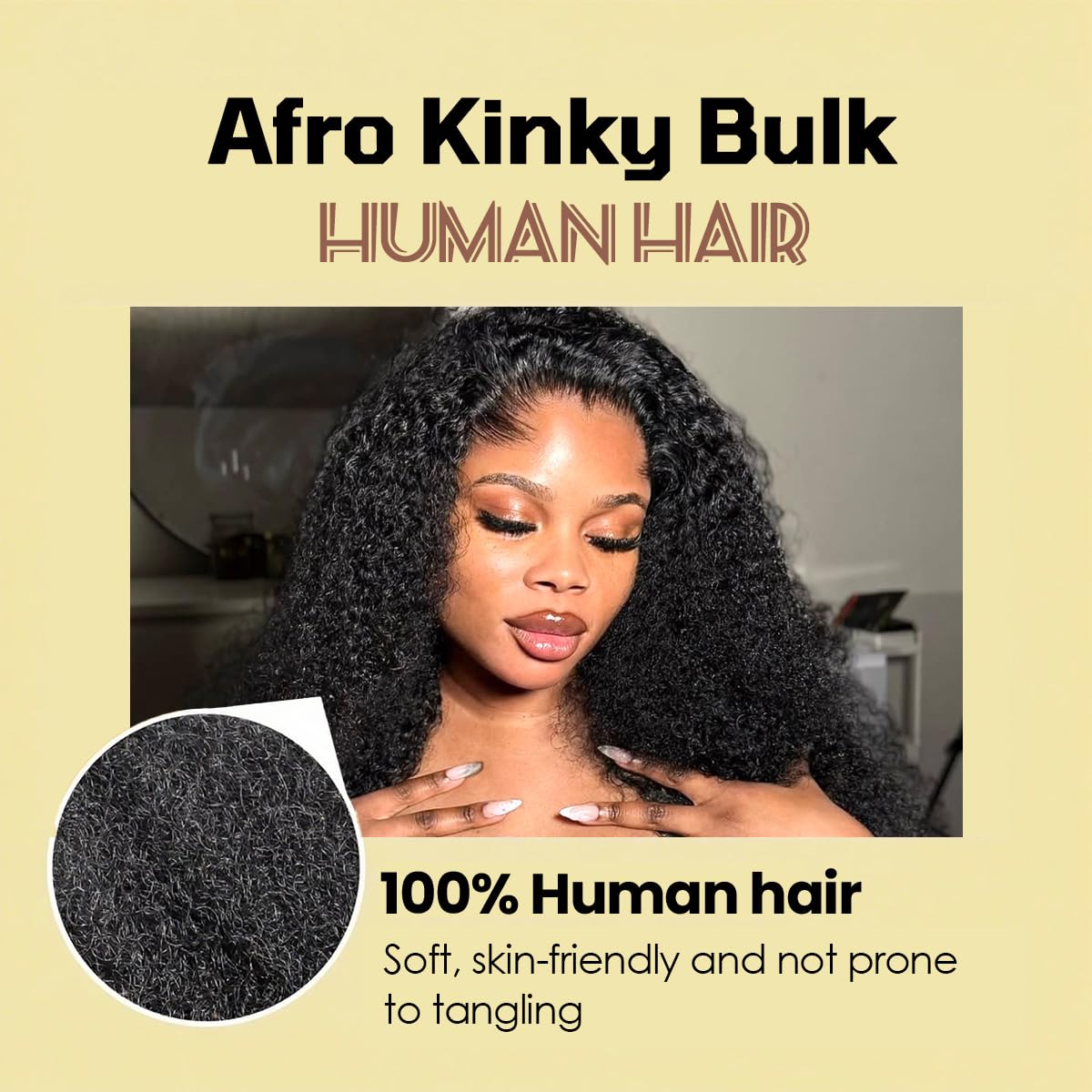 Afro Kinkys Bulk Human Hair for kinky curly Twist Human Braiding Hair For Micro Locs Extensions marley natural Black Color 12 inches 70g/pack