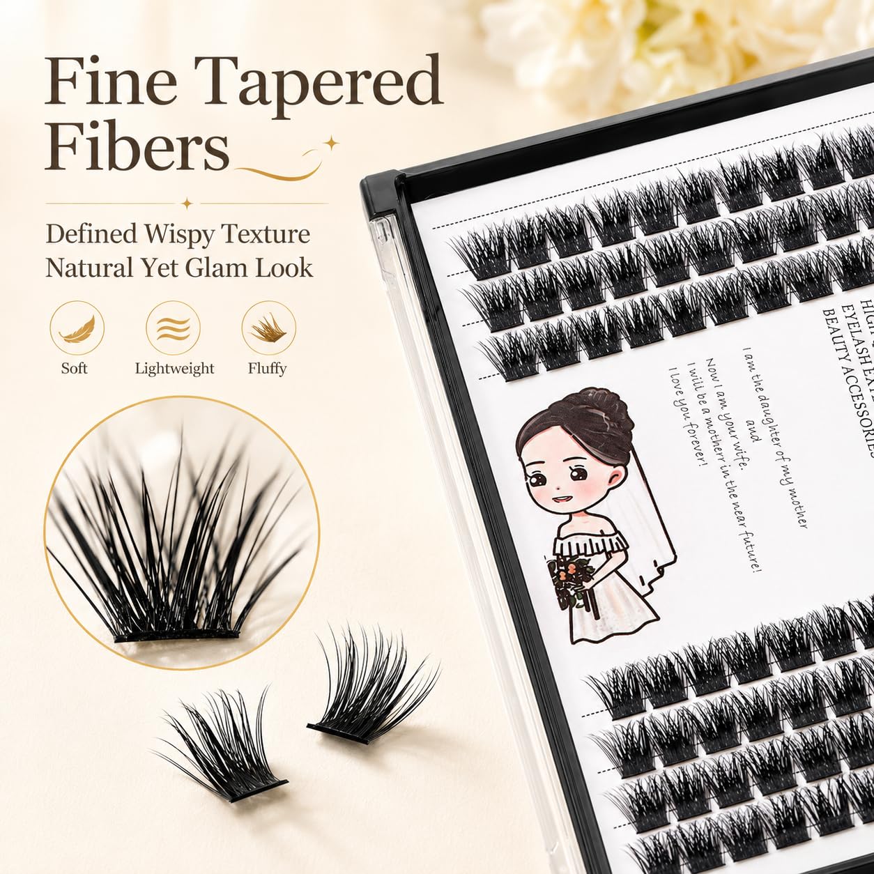 BODERMINCER Wispy Lash Clusters 84 PCS D Curl | Natural Fluffy DIY Eyelash Extensions Cluster Lashes | Lightweight Soft Volume False Lashes for Salon & Home Use (12MM)