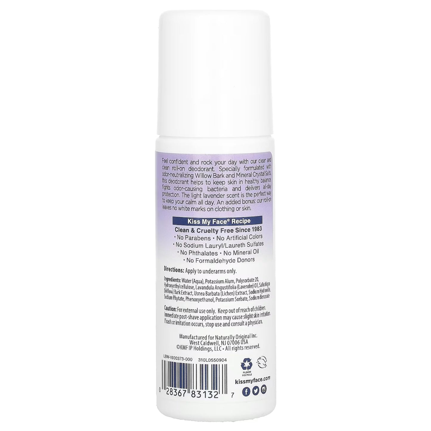 Kiss My Face Liquid Rock Deodorant Roll-On, Lavender 3 oz (Pack of 3)