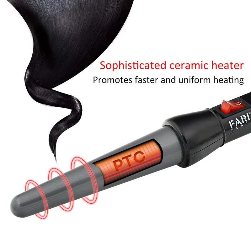 Travel Mini Hair Curling Iron Wand - Ceramic Tourmaline Coating, Dual Voltage | Fast Heating, Black