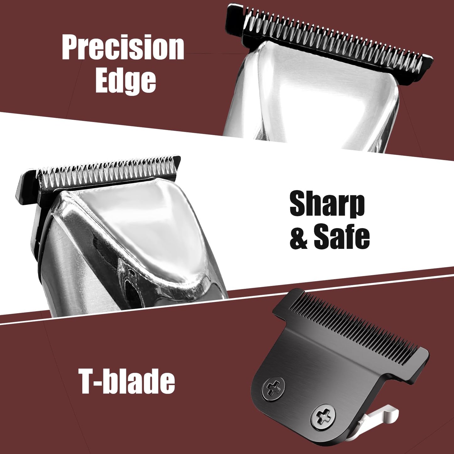 40mm Replacement Detachable Stainless Steel T Blade Compatible with Wahl All in One Lithium Ion Trimmer 2144 9818 9818L 9864 9864SS 9888 9854 9860 (Black 3 Pack)