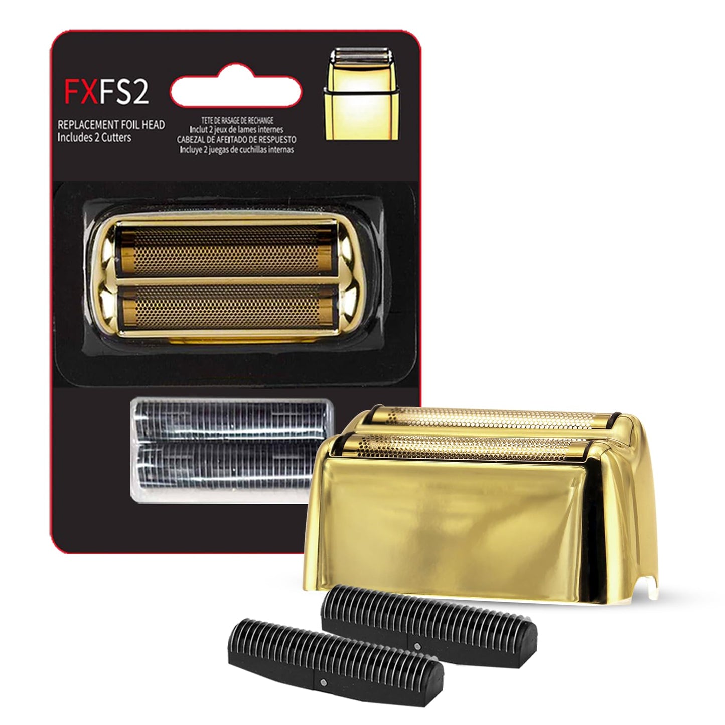OXSITO 2Pack Golden Pro Replacement Foil and Cutters for Babylis FXFS02 Series MetalFX Double Foil Shavers