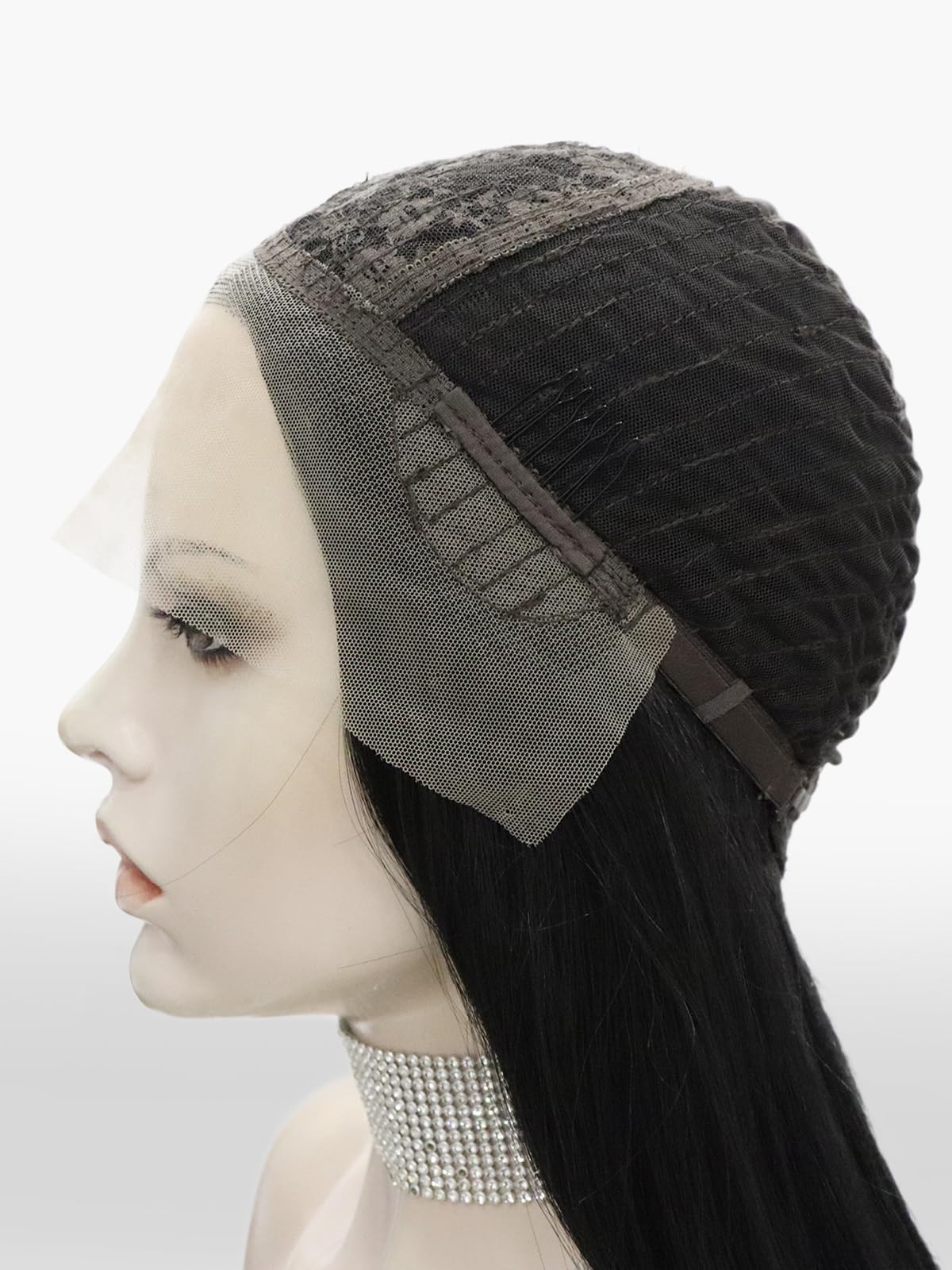 IMSTYLE Jet Black Lace Front Wig: T Part Synthetic Wig, Wolf Cut/Layer Cut Straight Hair Wig 24 Inches Wig