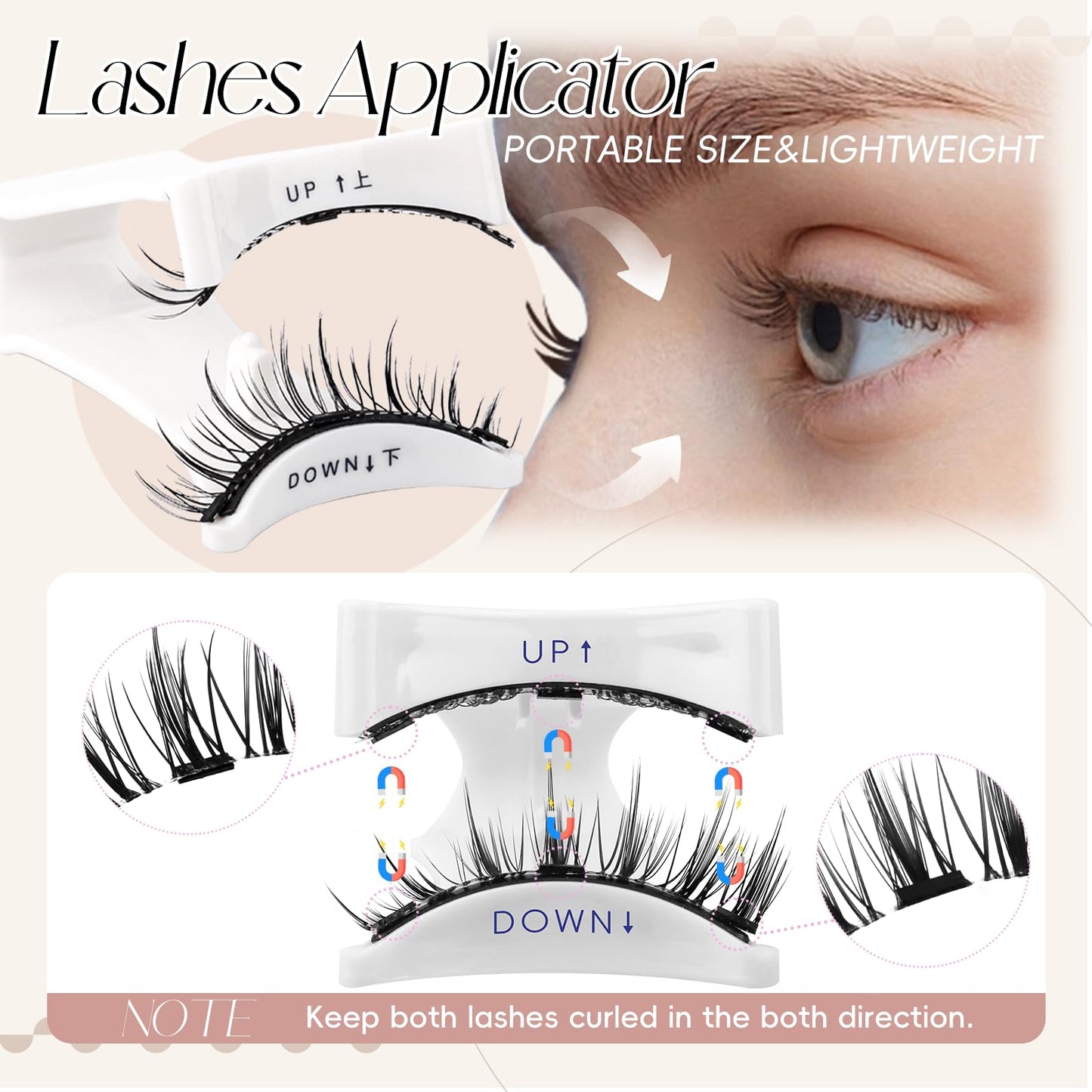 FADLASH Magnetic Eyelashes with Applicator Magnetic Lashes Reusable Natural Look Soft Magnet Eyelash Kit Easy to Wear 1 Pair (B1)