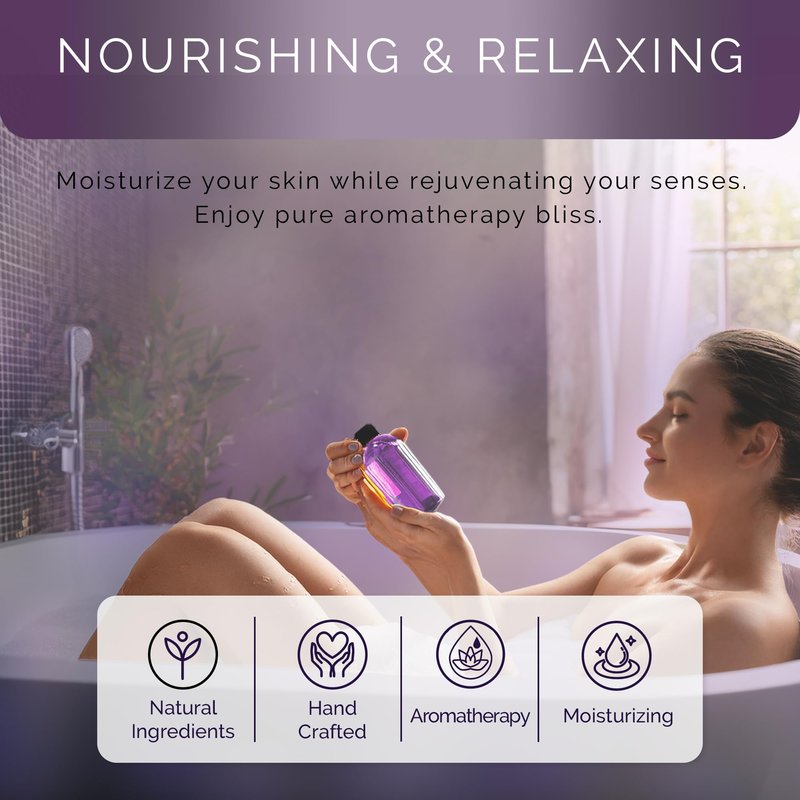 BOOTLEG BATH - Lavender Bath Oil with Marula, Rosehip, and Jojoba Oils, Chamomile Extract, and 100% Pure Natural Essential Oil, Great Stocking Stuffer or Gift, 4oz, for Men and Women, Made in USA