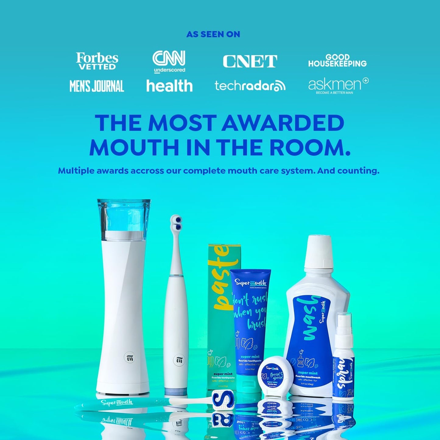 SuperMouth® Ultim8 Travel SmartCase™ - Compact UV Sanitizer for SmartBrush™ | Portable Oral Care Organizer - Sapphire Blue