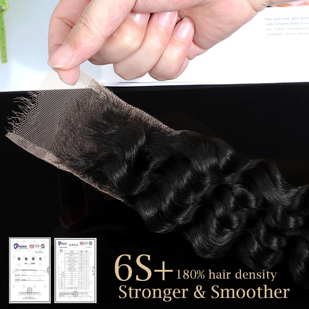 CindiRiver 2x6 HD Lace Closure Deep Wave 14 Inch Virgin Human Hair, Invisible Swiss Real HD Lace, Natural Hairline, Skinlike Lace Frontal Closure Only