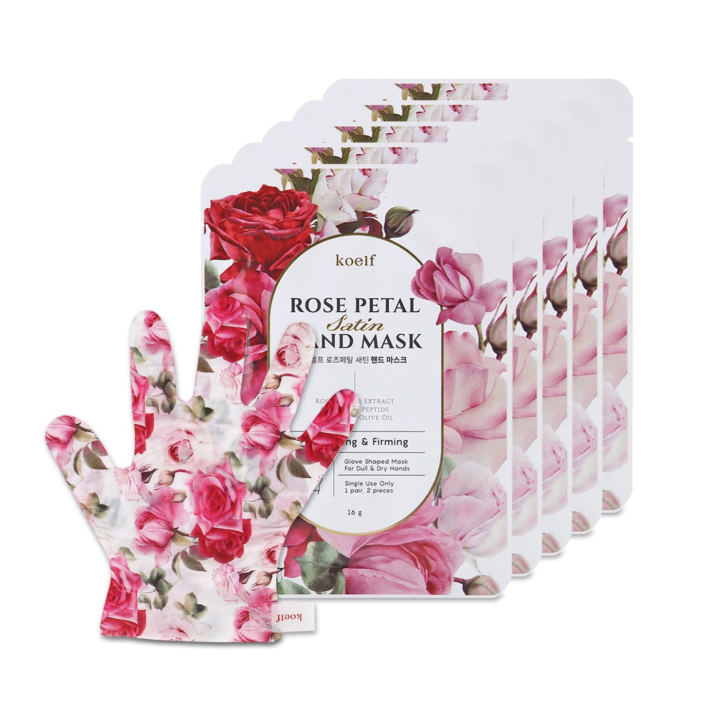 koelf PETITFEE Rose Petal Satin Foot & Hand Mask10pairs (5ea/5ea) - Intensive Nourishing Socks & Gloves Mask, Skily, Smooth Hand, Foot, Repairing Masks