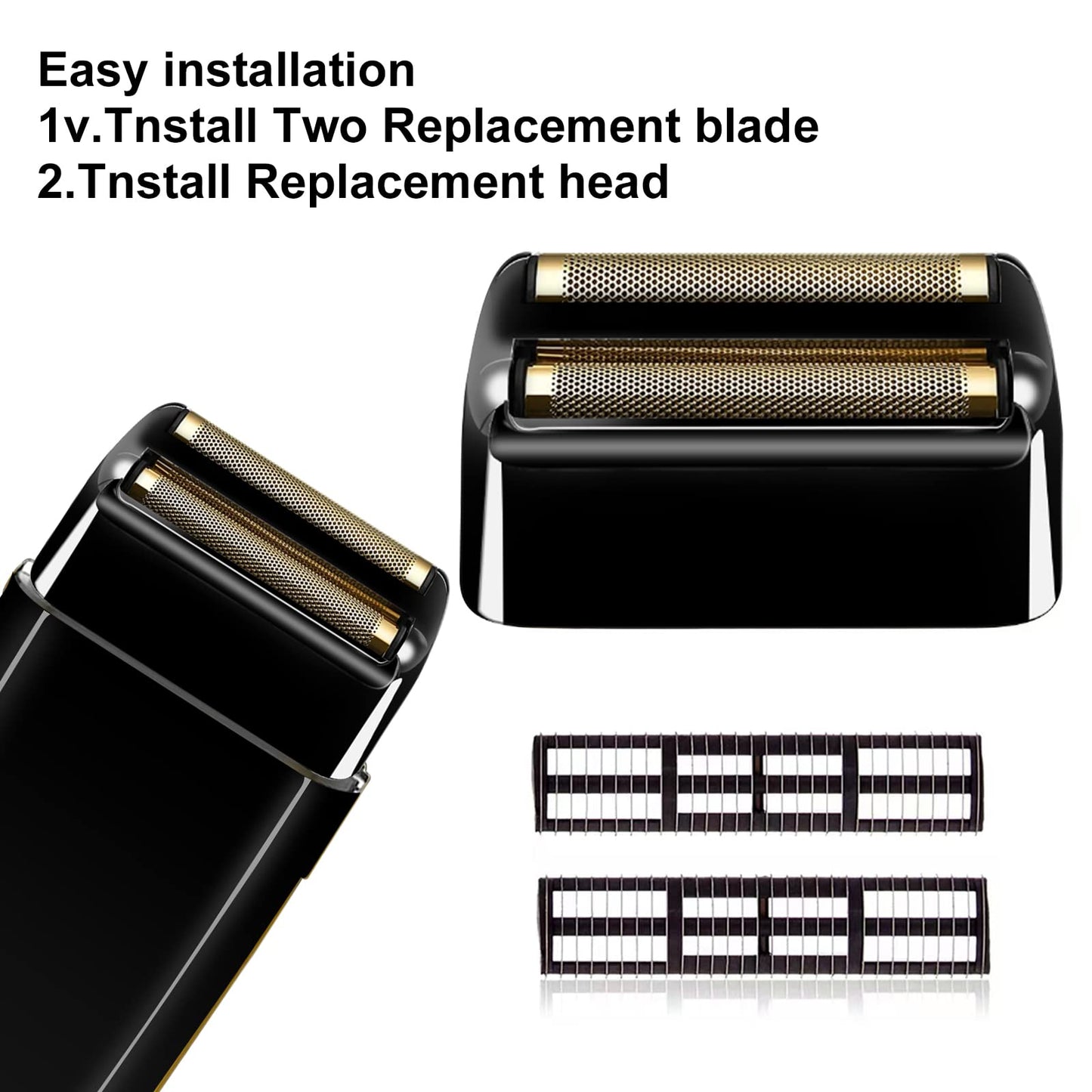 3 pack Replacement Foil and Cutters Compatible with BaBylissPRO Barberology FXFS2 Shaver Metal shaver foil replacement heads,Black