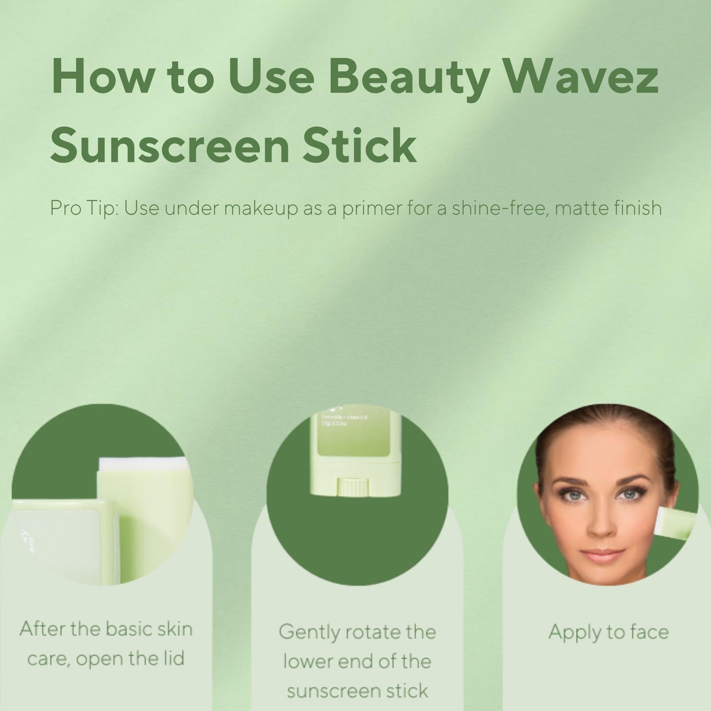 Beauty Wavez Face Sunscreen Stick for Sensitive Skin – Broad Spectrum SPF 50+ with Ceramide & Vitamin E – UVA/UVB Protection, Travel Size