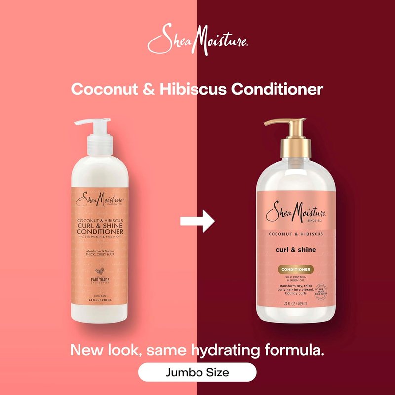Shea Moisture Curl & Shine Conditioner - Coconut & Hibiscus for Thick Curly Hair | 24 Fl Oz