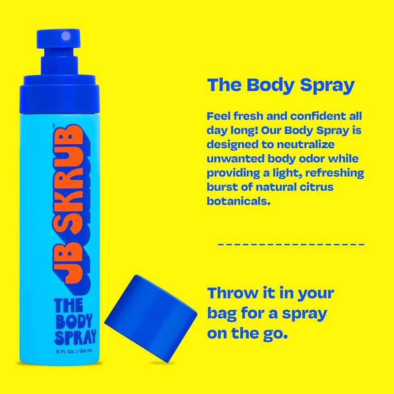 JB SKRUB Boys Body Spray for Kids, Tweens & Teens‚ Citrus Scent Body Odor Neutralizer‚ Aluminum-Free, 5 fl.oz