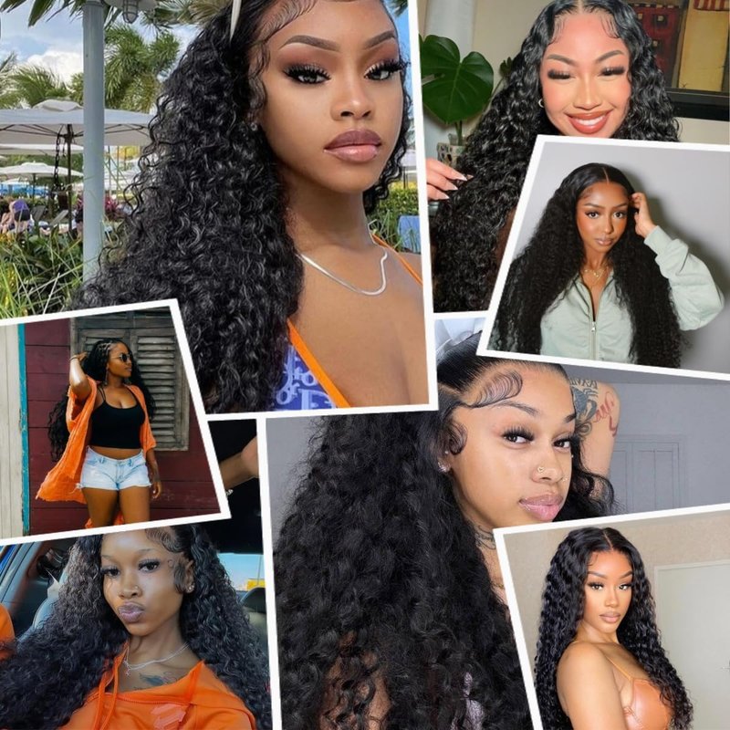 Human Braiding Hair for Boho Braids Deep Wave Bulk Human Hair 100g 24 Inch Curly Human Hair Extensions for Boho Braids Wet and Wavy Human Hair 4 Bundles/Pack Natural Color