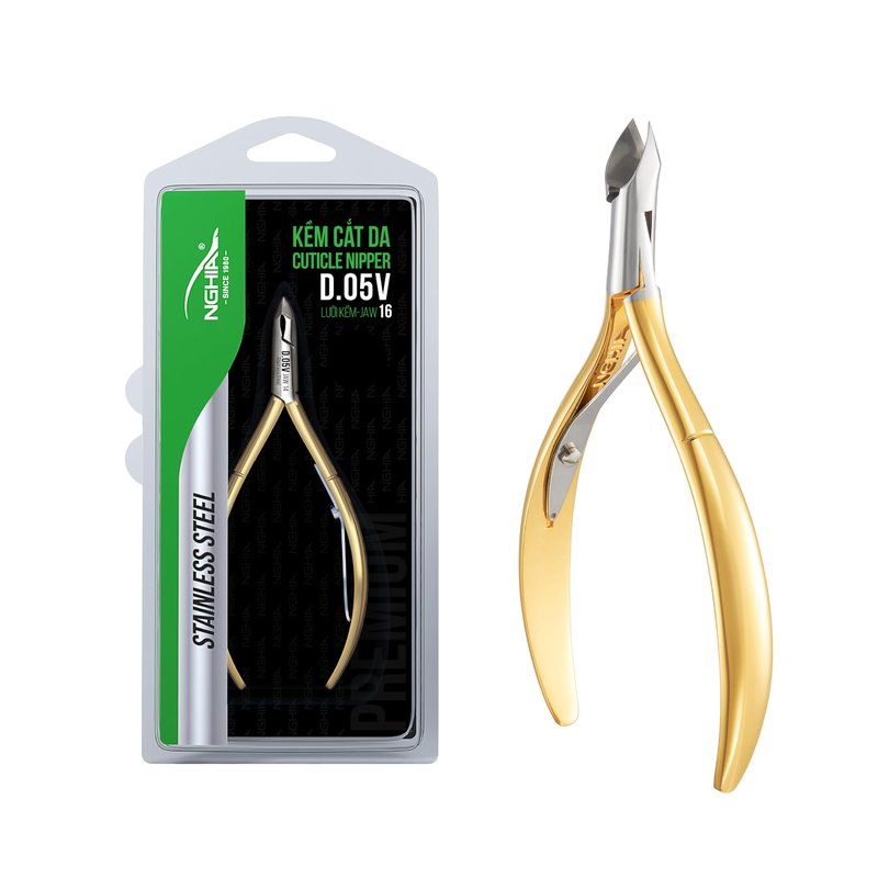 NGHIA Premium Cuticle Nipper - D-05V Jaw 16 (Stainless Steel) - Professional Nail Tools