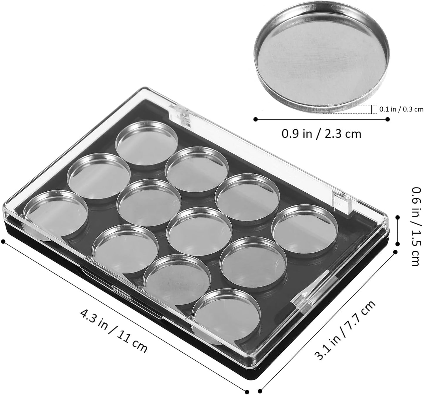 Empty Magnetic Eyeshadow Palette - 12 Metal Pans & Eyeshadow Brush | 11.00x7.50x1.50cm