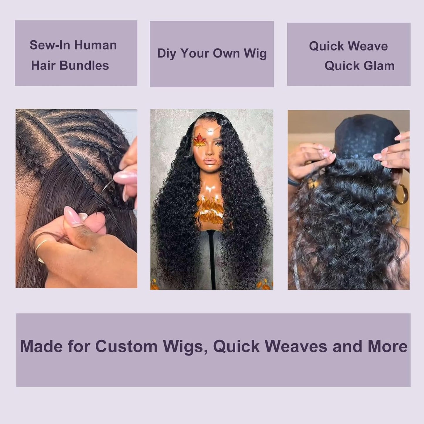 BLACKMOON HAIR Deep Wave Human Hair Bundles 100% Human Hair 100g/Bundles 20 Inches Curly Bundle Human Hair Double Weft Natural Black Wet and Wavy Brazilian Virgin Hair for Black Women