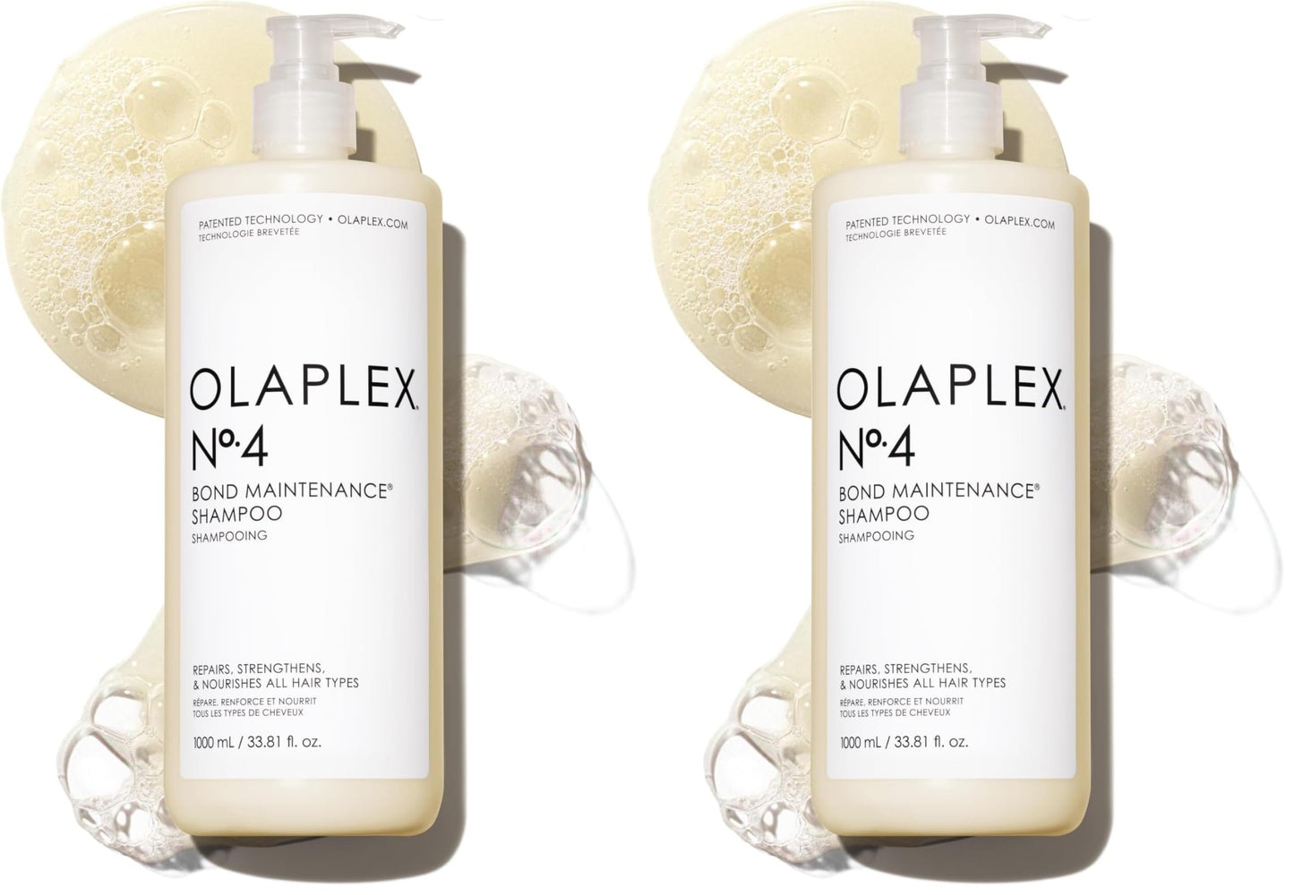 Olaplex Nº. 4 Bond Maintenance Shampoo: Reduces Breakage & Strengthens Hair | Hydrates,Smooths & Detangles | For Coily,Curly,Straight,and Wavy,1000 mL / 33.8 Fl Oz,(Pack of 2)