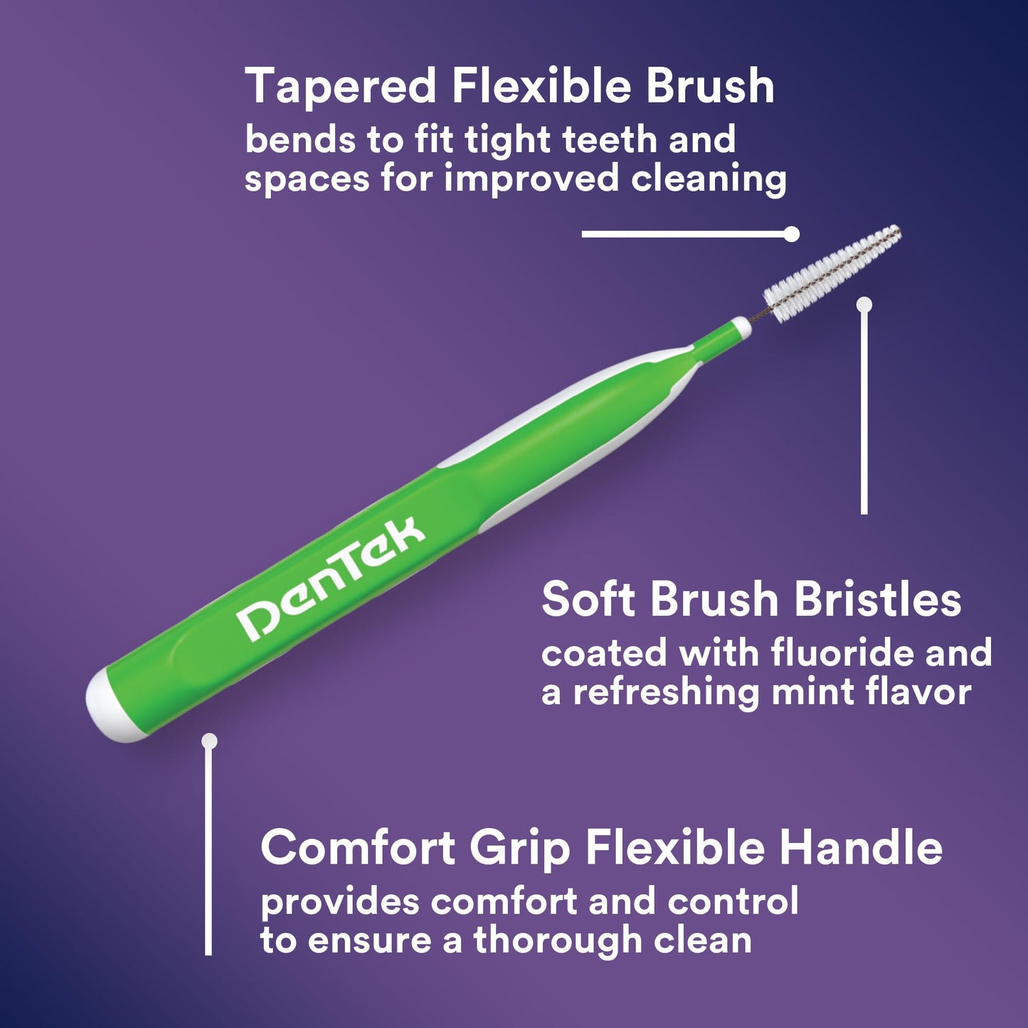 Dentek Interdental Brushes - Tight, 16 Count, 6 Pack - Easy-Brush Interdental Plaque Remover with Fluoride - Cleans Tight Spaces Around Teeth, Braces & Other Dental Appliances