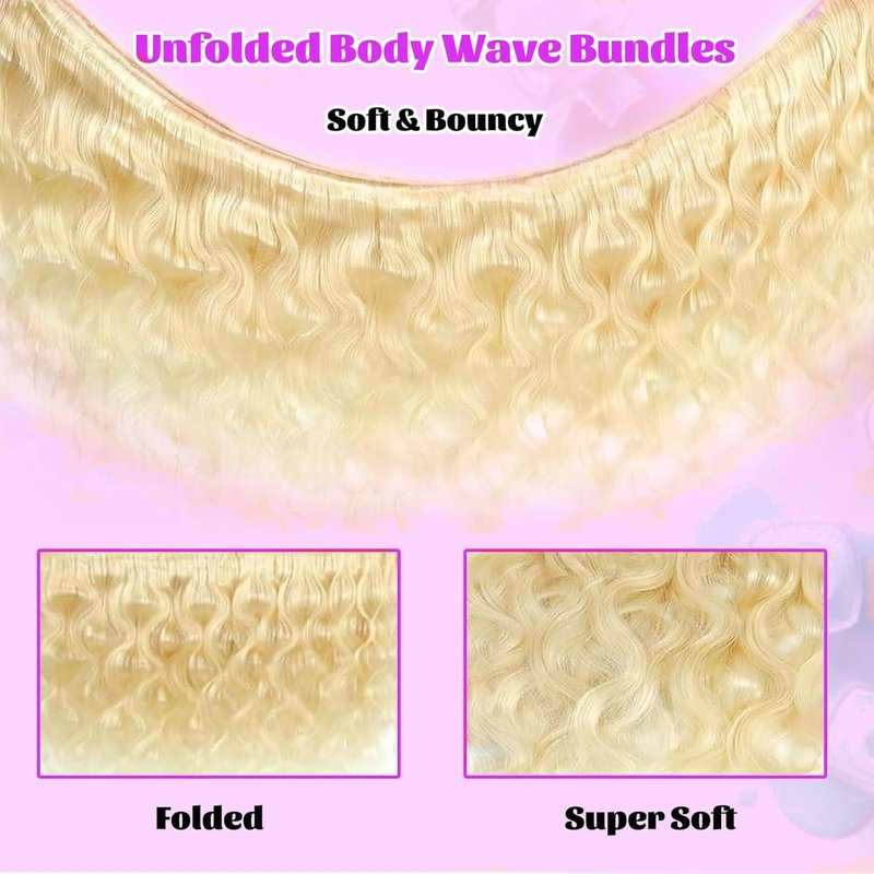 613 Body Wave Bundle 14 Inch Blonde Bundle Human Hair 14A 100% Unprocessed Virgin Human Hair Bundle 613 Bundles Hair Body Wave
