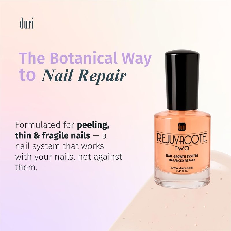 Duri Rejuvacote 2 Nail Growth Base & Top Coat - Strengthening Nail Hardener for Peeling & Fragile Nails | 15ml