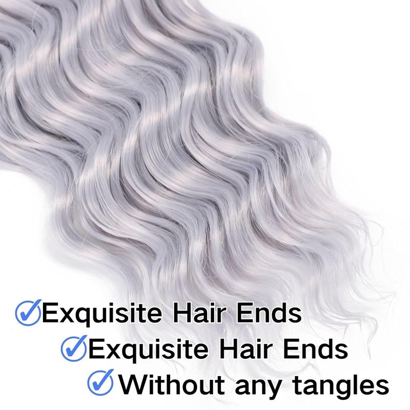 Xddnamei Curly Grey Deep Wave Bulk Human Hair for Braiding 2 Bundles Total 100g 24 Inch Grey No Weft Braiding Hair Brazilian Virgin Deep Wave Human Hair Extensions for Boho Braids