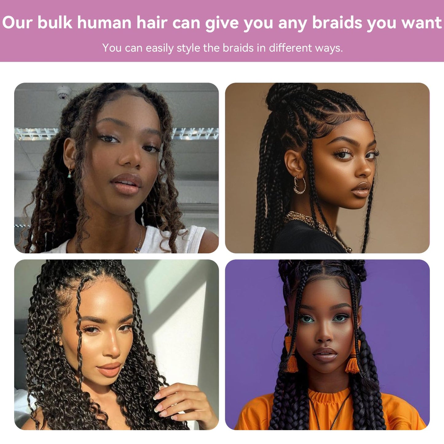 Human Braiding Hair for Boho Braids Human Boho Braiding Hair 1 Bundle 50g 30 Inch 12A Deep Wave Human Hair Bundles Boho Hair for Braiding No Weft Natural Color Bulk Boho Human Hair for Braiding