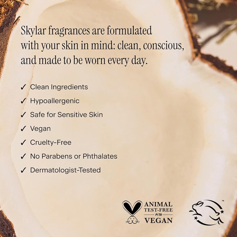 Skylar Coconut Cove Eau de Parfum - Hypoallergenic Vegan Perfume for Sensitive Skin | Fruity Bergamot & Coconut Notes - 10mL
