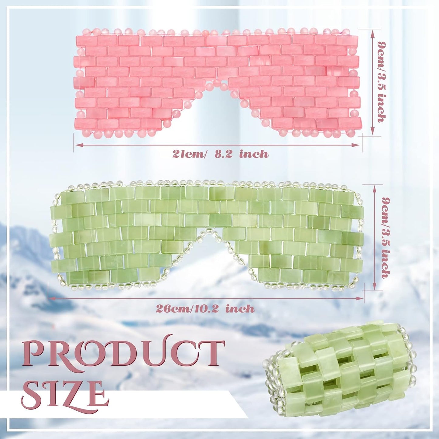 Jade Eye Mask Set - Rose Green Jade Stone Cooling Masks for Puffiness Relief & Relaxation | Facial Massage