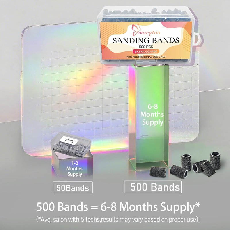 500 Pcs Nail Drill Sanding Bands - Extra Coarse for Professional Manicure & Pedicure | Bulk Set