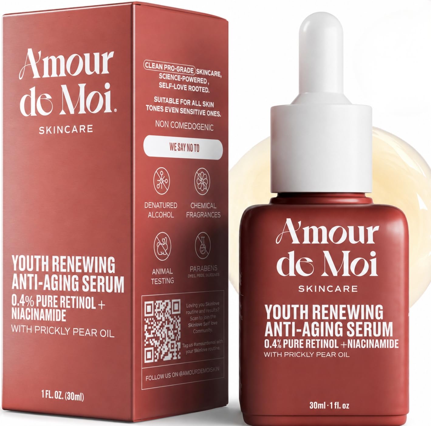 ADM Anti Aging Pure Retinol Serum For Face with Niacinamide - Resurfacing, softer, smoother-looking skin - Moisturizing Facial Skincare for Sensitive Skin - 1oz