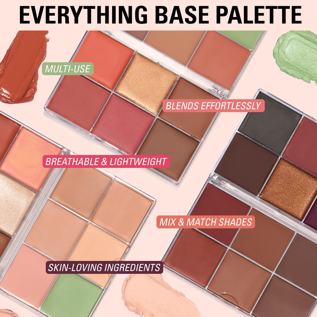 Revolution Everything Base Face Icon Complexion Palette, Multi-Use Cream Contour, Concealer, Corrector, Highlighter & Blush Kit, Vegan & Cruelty-Free, Light