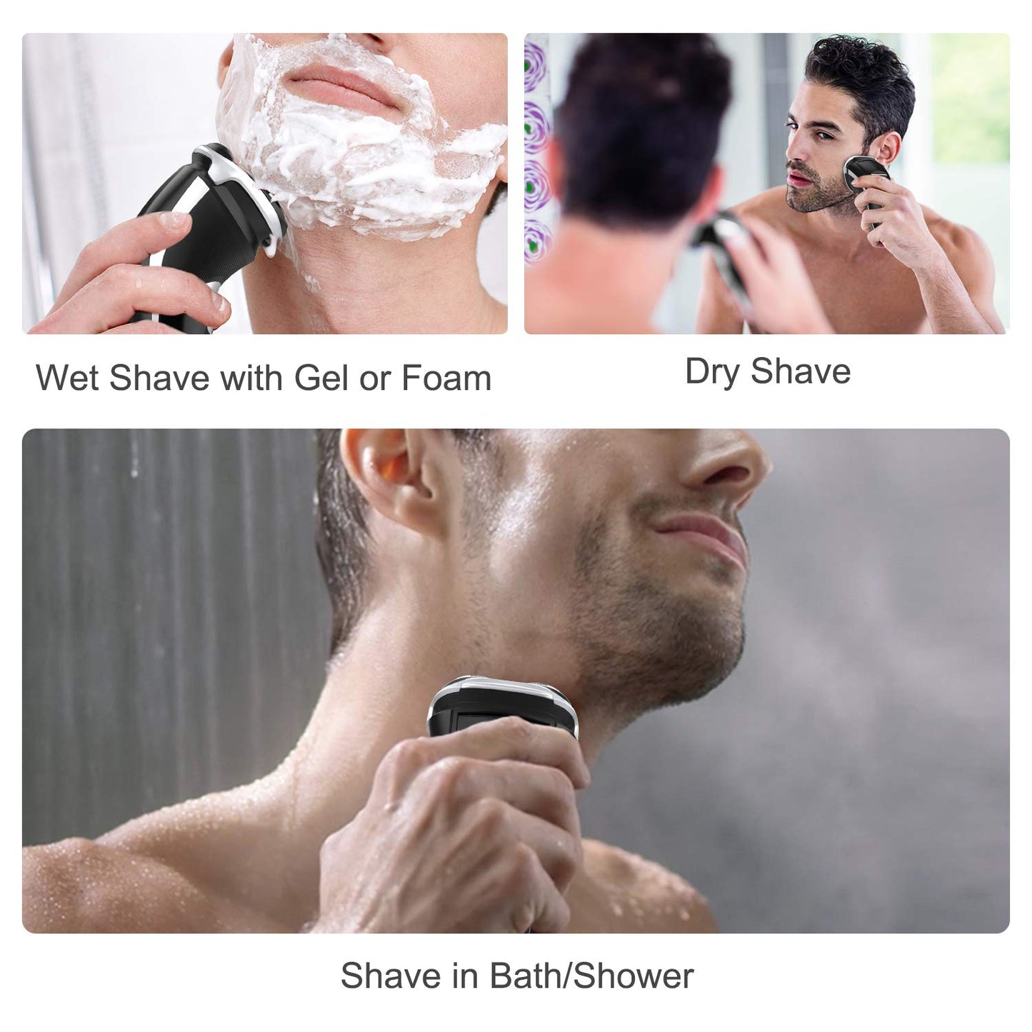 Men's Electric Shaver - MAX-T Corded and Cordless Rechargeable 3D Rotary Shaver Razor for Men with Pop-up Sideburn Trimmer Wet and Dry