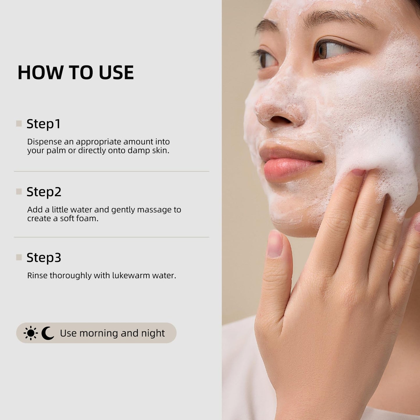 DEEOM Real Yam Brightening Cleanser, Gentle Foaming Face Wash for Sensitive Skin with Rice Water, Hydrating & Deep Pore Cleansing, Korean Skincare, 6.76 oz