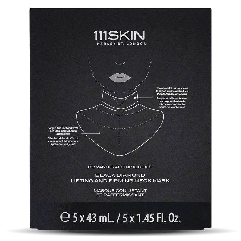 111SKIN Black Diamond Neck Mask - Hydrogel Firming Treatment for Fine Lines & Sagging Skin | 5 Sheets (1.45 fl oz Each)