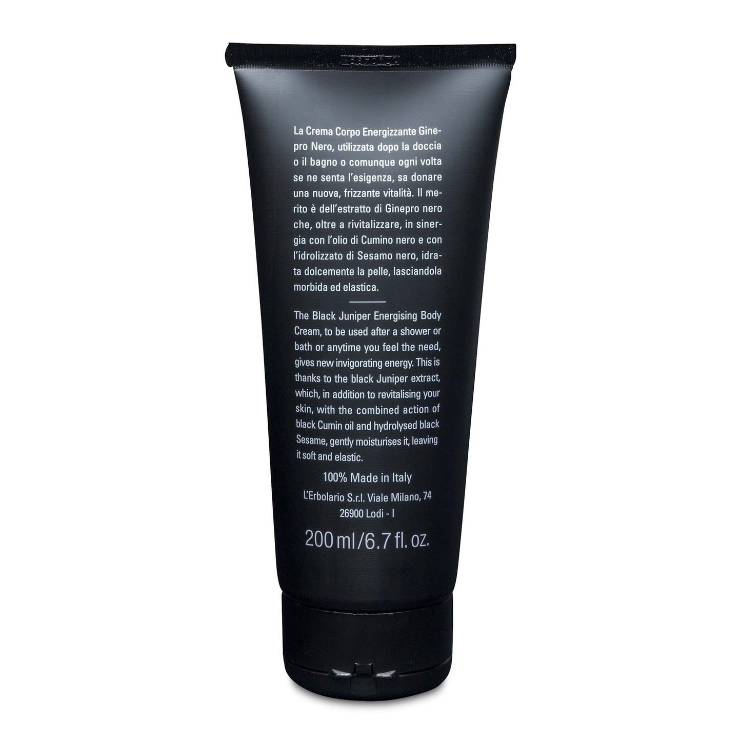 L’Erbolario Energizing Body Cream – Moisturizing Body Butter – Replenishing and Nourishing Skin Care with Citrus, Woody Scent - Black Juniper – 6.7 oz