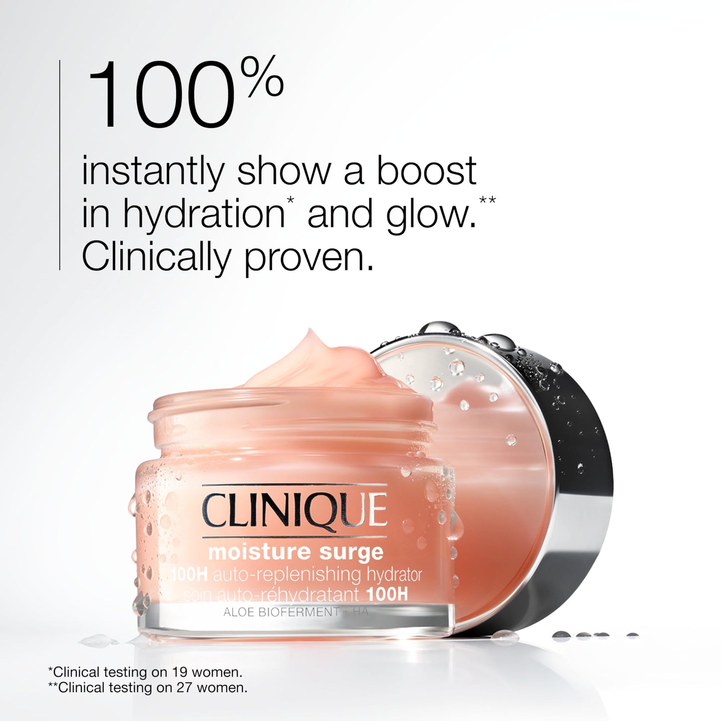 Clinique Moisture Surge 100H Auto-Replenishing Hydrator Oil Free Face Moisturizer | With Hyaluronic Acid, Aloe Bioferment and Vitamins C + E | For All Skin Types | Hydrating + Moisturizing, 2.5 Fl Oz