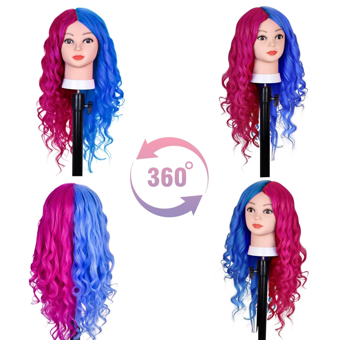Mannequin Head with 60% Real Human Hair, Beauty star 26" Cosmetology Manikin Head, Doll Head for Hair Styling to Practice Styles, Hairdressing Training Braiding Maniquine Heads with Table Stand