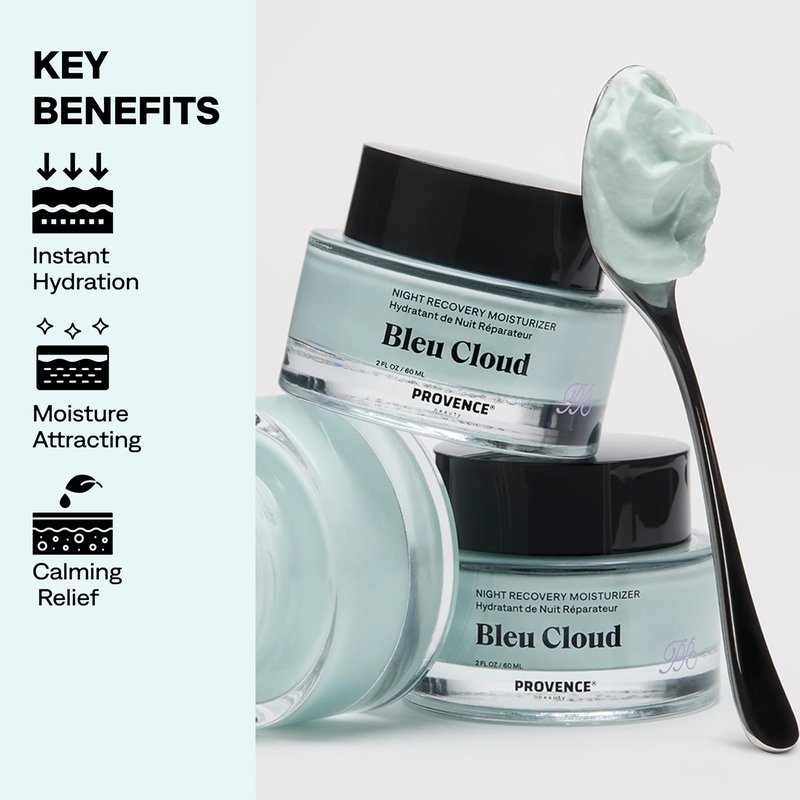 Provence Beauty Bleu Cloud Night Moisturizer – Hydrating Night Cream for Face, Anti-Aging Nighttime Moisturizer for All Skin Types 2Fl Oz