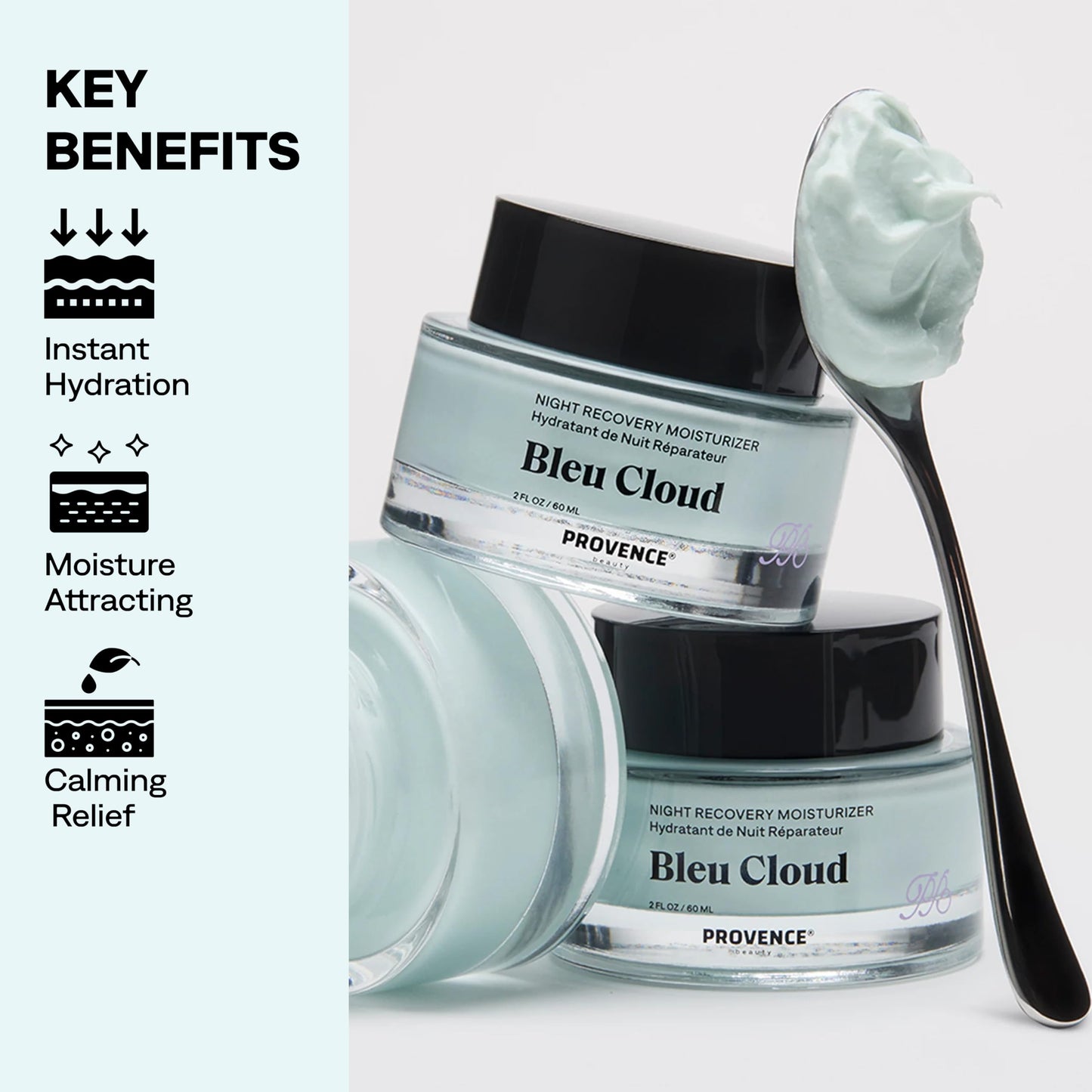 Provence Beauty Bleu Cloud Night Moisturizer – Hydrating Night Cream for Face, Anti-Aging Nighttime Moisturizer for All Skin Types 2Fl Oz