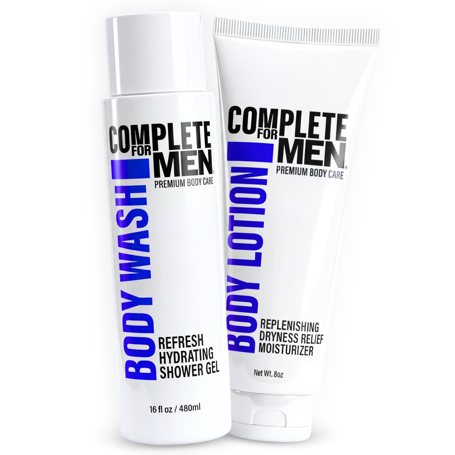 COMPLETE FOR MEN - Men's Body Wash & Lotion Bundle: Cleanse Dirt and Odors, Hydrate Skin for All-Day Moisturization, Sulfate-Free, Paraben-Free Skincare for Men, Men's Shower Gel & Moisturizing Lotion