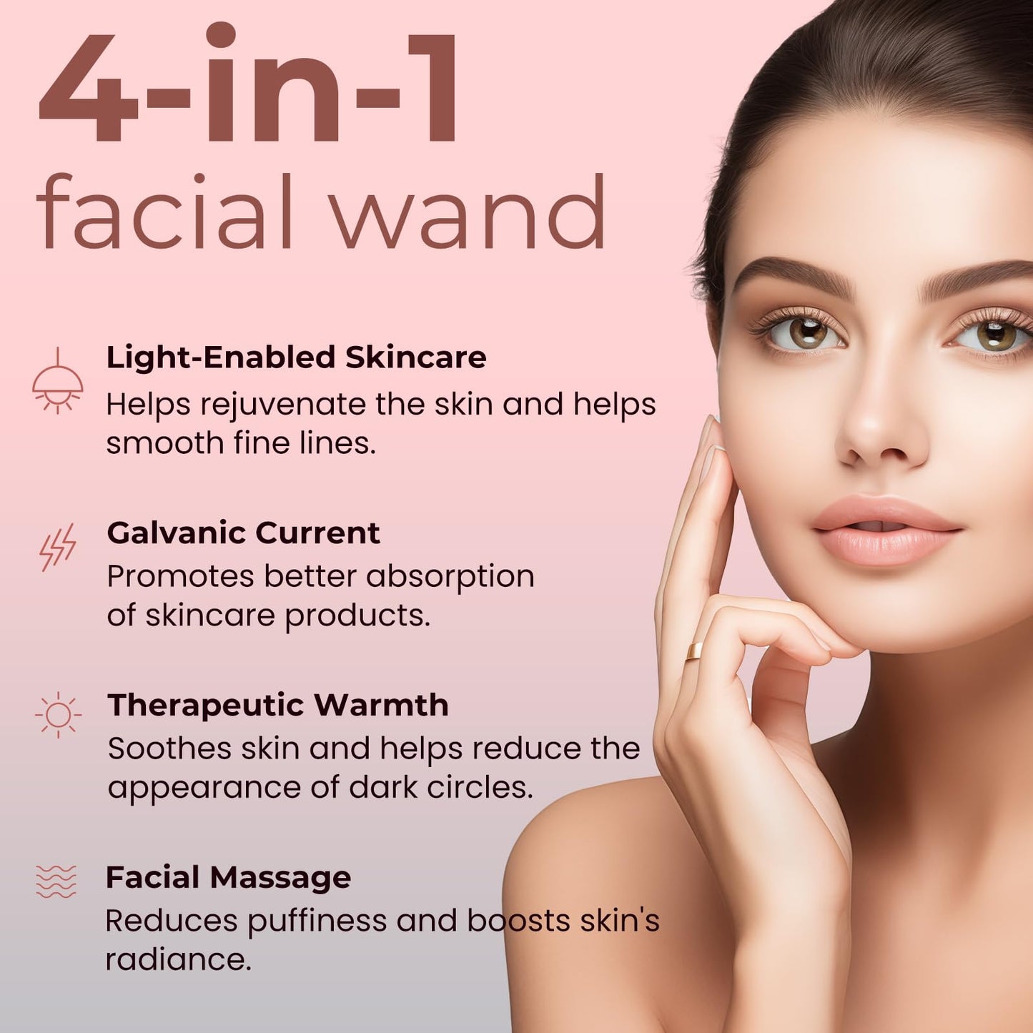 Red-Light-Therapy-for-Face,7 in 1 LED Light-Therapy-Wand for Face and Neck - Microcurrent Facial Device for Anti-Aging - Face & Eye Massager Skincare (7 Colors led Light)