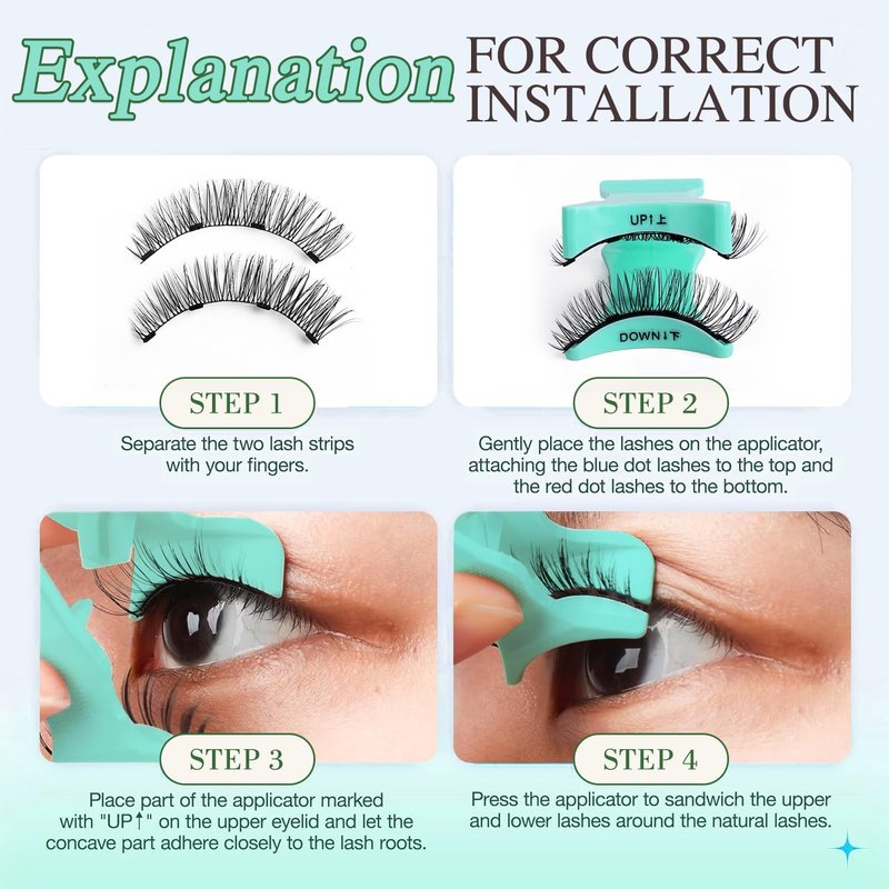 YOYfinee Magnetic Eyelashes with Applicator, Reusable Comfortable Magnetic Eyelashes, No Glue No Eyeliner Needed, Soft Magnets False Eyelashes, Easy to Wear(Z4)