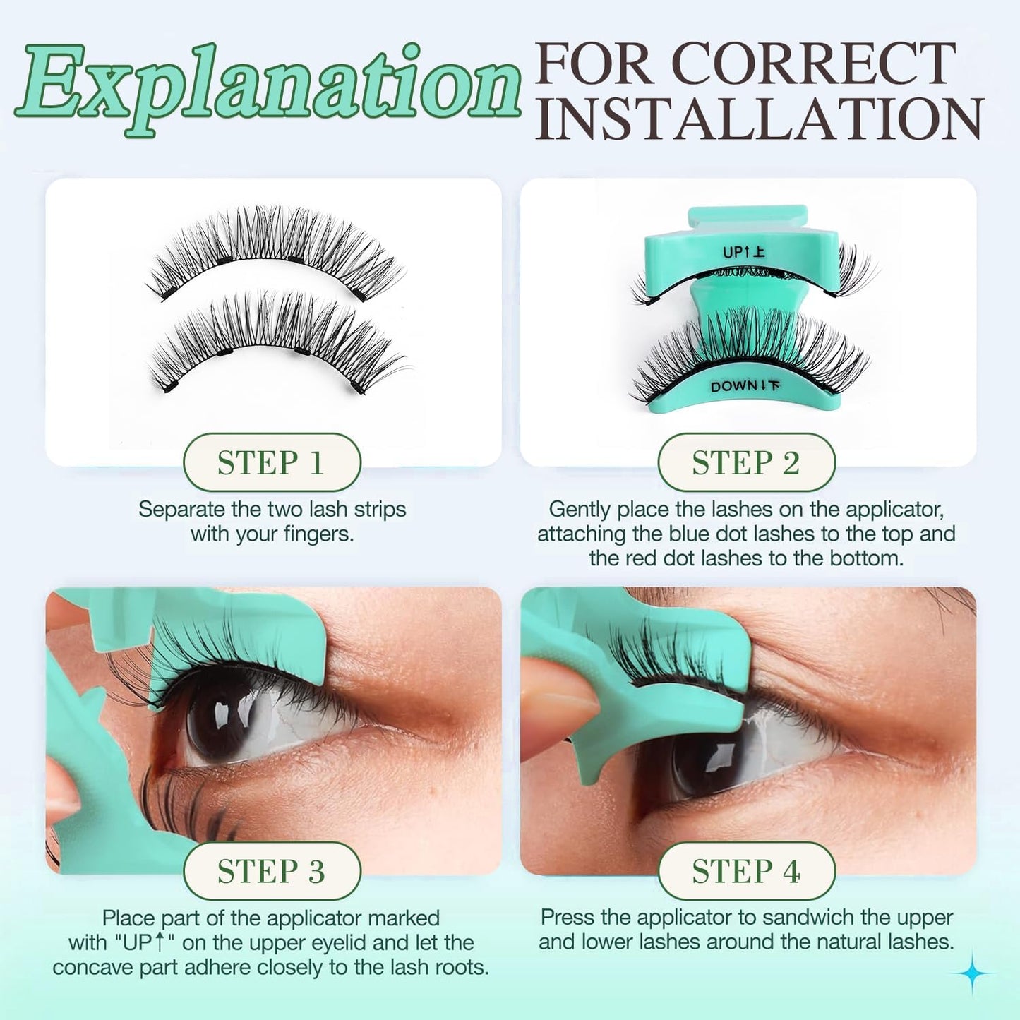 YOYfinee Magnetic Eyelashes with Applicator, Reusable Comfortable Magnetic Eyelashes, No Glue No Eyeliner Needed, Soft Magnets False Eyelashes, Easy to Wear(Z1)