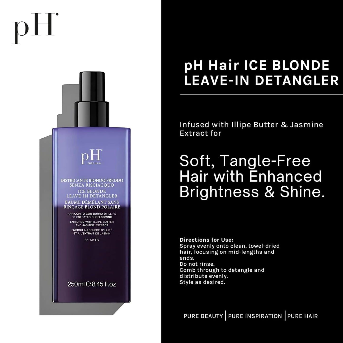 Ice Blonde Leave-In Detangler - Anti-Yellow Conditioner for Dry, Damaged Hair - 250ml | Smoother, Softer Blonde Hair